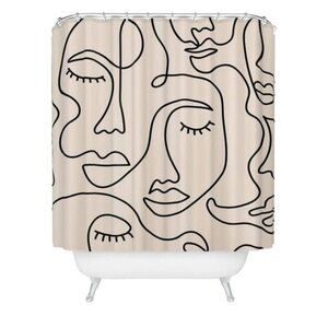 Abstract Single Line Face Shower Curtain by Sundry Off-White/Black - society6.